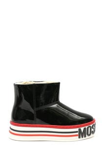 Ботинки из лаковой кожи с контрастной отделкой Moschino