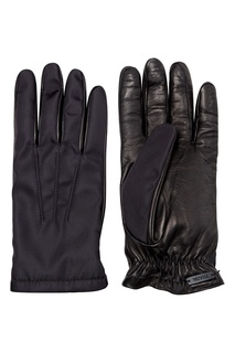 Черные перчатки с кожаными вставками Prada