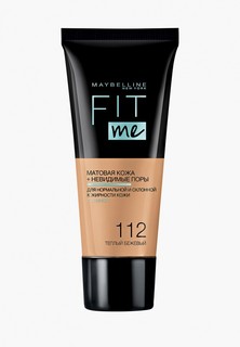 Тональный крем Maybelline New York Fit Me, матирующий, скрывающий поры, Оттенок 112, Теплый бежевый, 30 мл