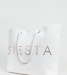 Эксклюзивная пляжная сумка с принтом "Siesta" цвета розового золота South Beach-Белый