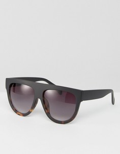 Солнцезащитные очки-авиаторы с плоским верхом ASOS-Черный
