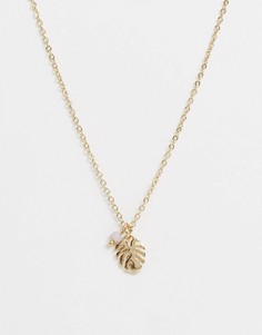 Ожерелье с подвеской в форме листка Miss Selfridge-Золотой