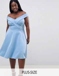 Короткое приталенное платье для выпускного Club L Plus-Синий