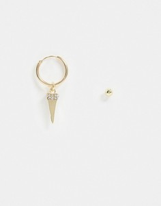 Золотистые серьги с кольцом, шипом и стразами ASOS DESIGN-Золотой