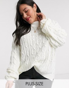 Кремовый oversized-свитер с узором \"в косичку\" In The Style x Laura Jade Plus