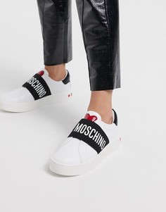 Кроссовки-слипоны с логотипом Love Moschino-Белый