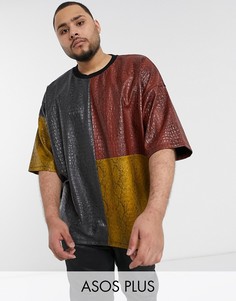 Oversized-футболка в стиле колор блок со звериным рисунком ASOS DESIGN Plus-Мульти