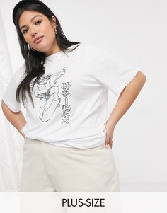 Oversized-футболка с принтом Daisy Street Plus-Белый