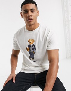 Белая футболка с логотипом в виде медведя Polo Ralph Lauren-Белый