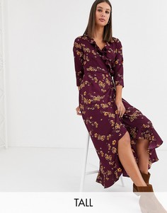 Платье с запахом и цветочным принтом Vero Moda Tall-Фиолетовый