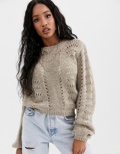 Бежевый джемпер с круглым вырезом NA-KD-Neutral