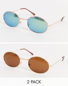 Набор из 2 солнцезащитных очков в овальной металлической оправе SVNX-Мульти 7X