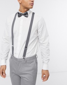 Серые подтяжки и галстук-бабочка ASOS DESIGN-Серый