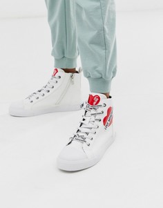Высокие кроссовки на шнуровке Love Moschino-Белый