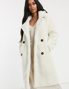Белое плюшевое пальто миди NA-KD-Белый