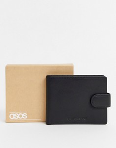 Кожаный бумажник с контрастной подкладкой ASOS DESIGN-Черный