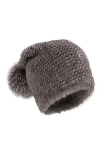 Шапка из меха норки с помпоном из лисы Kussenkovv