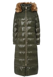 Пуховое пальто с отделкой экомехом Visconf