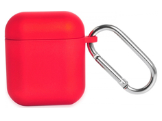 Чехол iNeez для Airpods 1/2 Soft Touch + карабин Red 909050