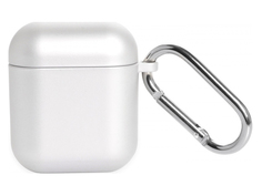 Чехол iNeez для Airpods 1/2 Soft Touch + карабин Silver 909049