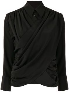 AKIRA NAKA блузка с длинными рукавами и драпировкой