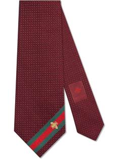 Gucci галстук с отделкой Web и вышитой пчелой
