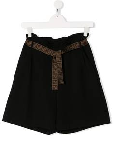 Fendi Kids шорты с присборенной талией и поясом