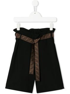 Fendi Kids шорты с присборенной талией и поясом с логотипом