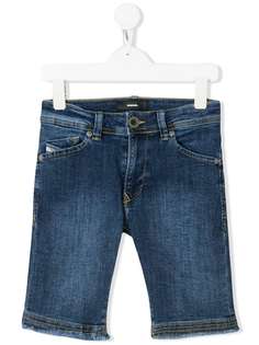Diesel Kids джинсовые шорты с бахромой