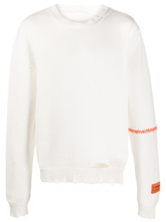 Heron Preston джемпер с круглым вырезом и эффектом потертости