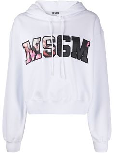 MSGM floral logo print hoodie