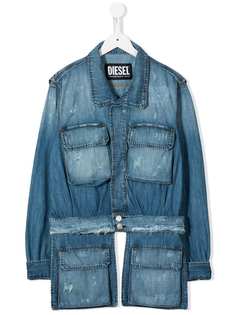 Diesel Kids джинсовая куртка с эффектом потертости