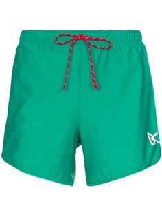 District Vision green Spino logo print track shorts