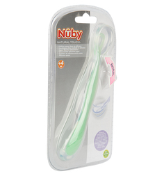 Ложечка Nuby для кормления с цветными вставками силикон, цвет: зеленый