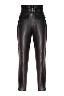 Черные кожаные брюки с поясом Claudie Pierlot