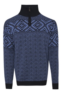 Синий шерстяной свитер с узорами Bosco Fresh