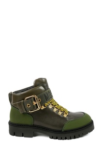 Ботинки из кожи Trekking Boot цвета хаки Moschino