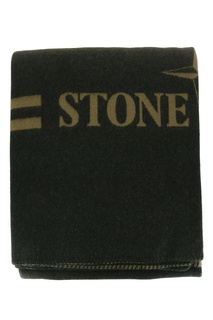 Темно-зеленый плед с логотипом Stone Island