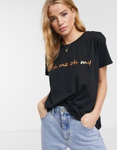Черная футболка с надписью "Oh Me" Blend She-Черный цвет