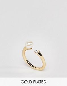 Разомкнутое позолоченное кольцо с отделкой кристаллами Shashi-Золотой
