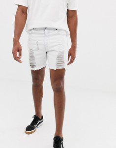 Белые джинсовые шорты с рваной отделкой SikSilk-Белый