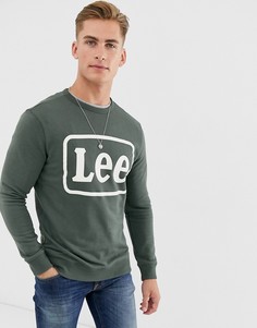 Зеленый свитшот с круглым вырезом и логотипом Lee