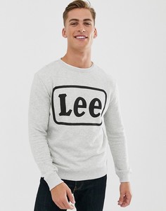 Серый свитшот с круглым вырезом и логотипом Lee
