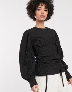 Черная блузка-бюстье со сборками по бокам Simonett-Черный