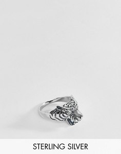 Серебряное кольцо с отделкой в виде тигра и стразами ASOS DESIGN-Серебряный