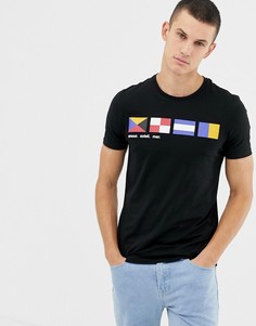 Черная футболка с принтом флага Celio-Черный