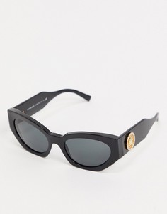 Черные солнцезащитные очки "кошачий глаз" Versace 0VE4376B-Черный