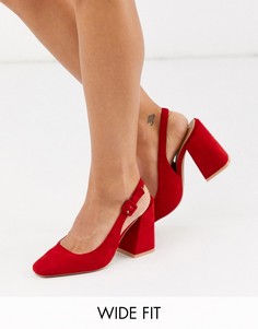 Красные туфли на каблуке с ремешком через пятку RAID Wide Fit-Красный