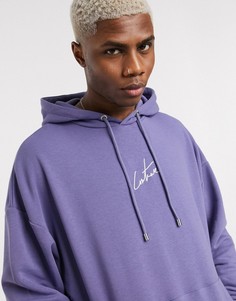 Oversized-худи фиолеотового цвета с логотипом на капюшоне The Couture Club-Фиолетовый