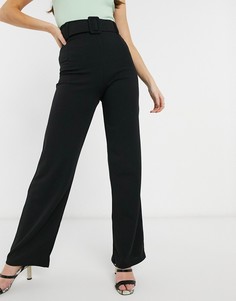 Черные брюки с легким клешем и завышенной талией Femme Luxe-Черный
